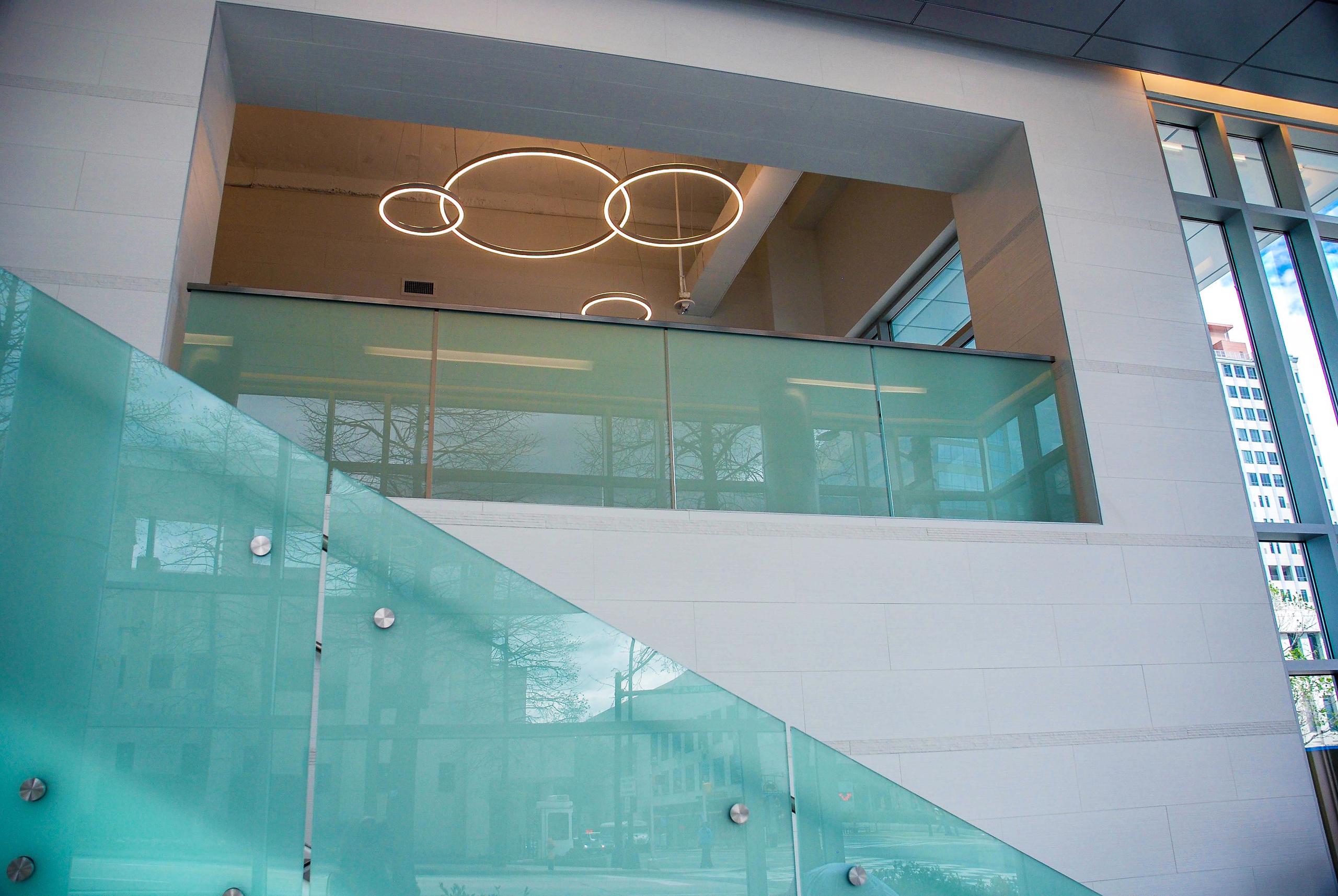 300 South Brevard Frosted Point Supported Glass Railings