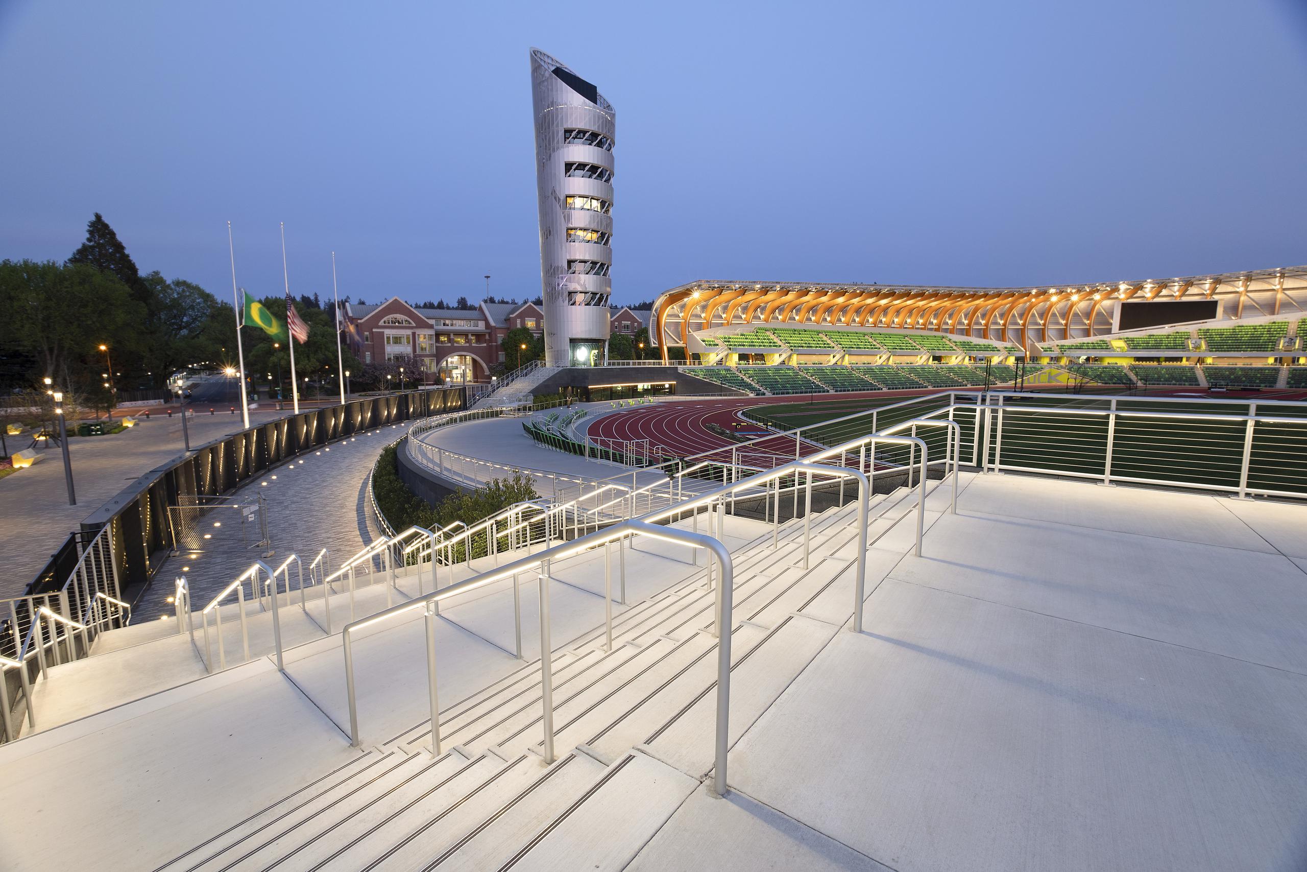 Hayward Field Oregon Glass and LED Railings