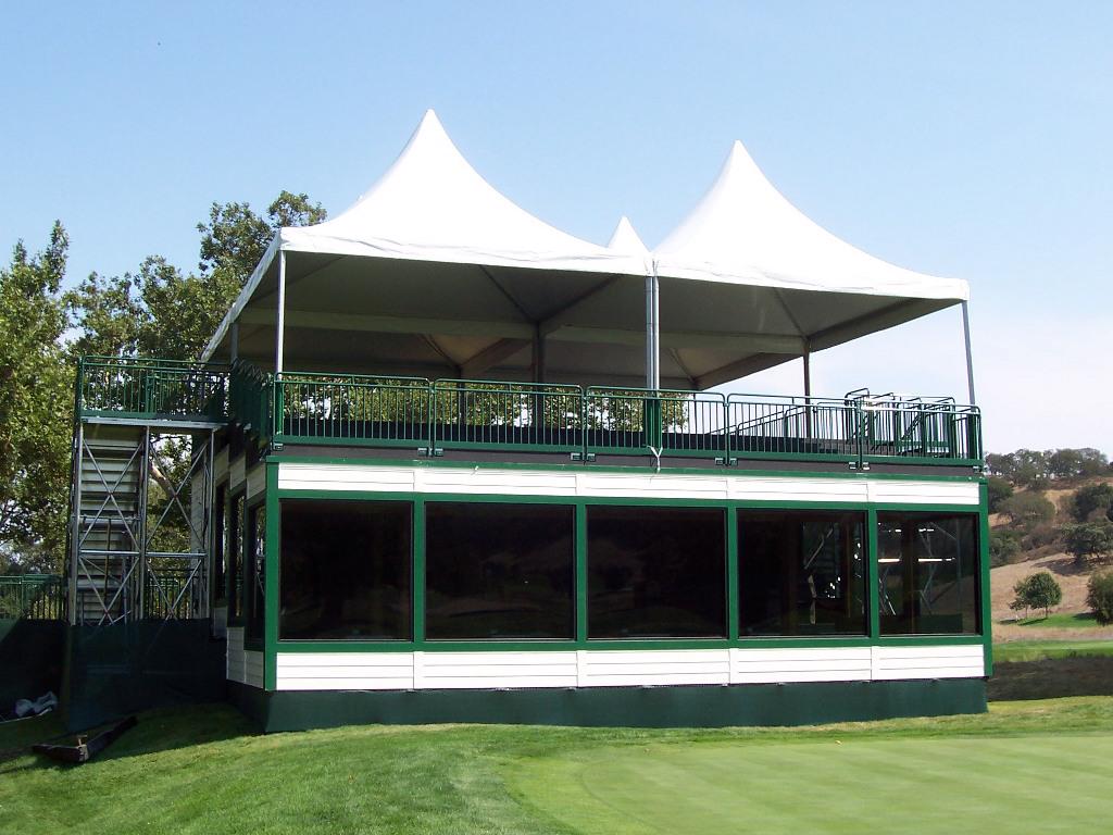 VIP Golf Tent Bleacher Seating Viewing Area