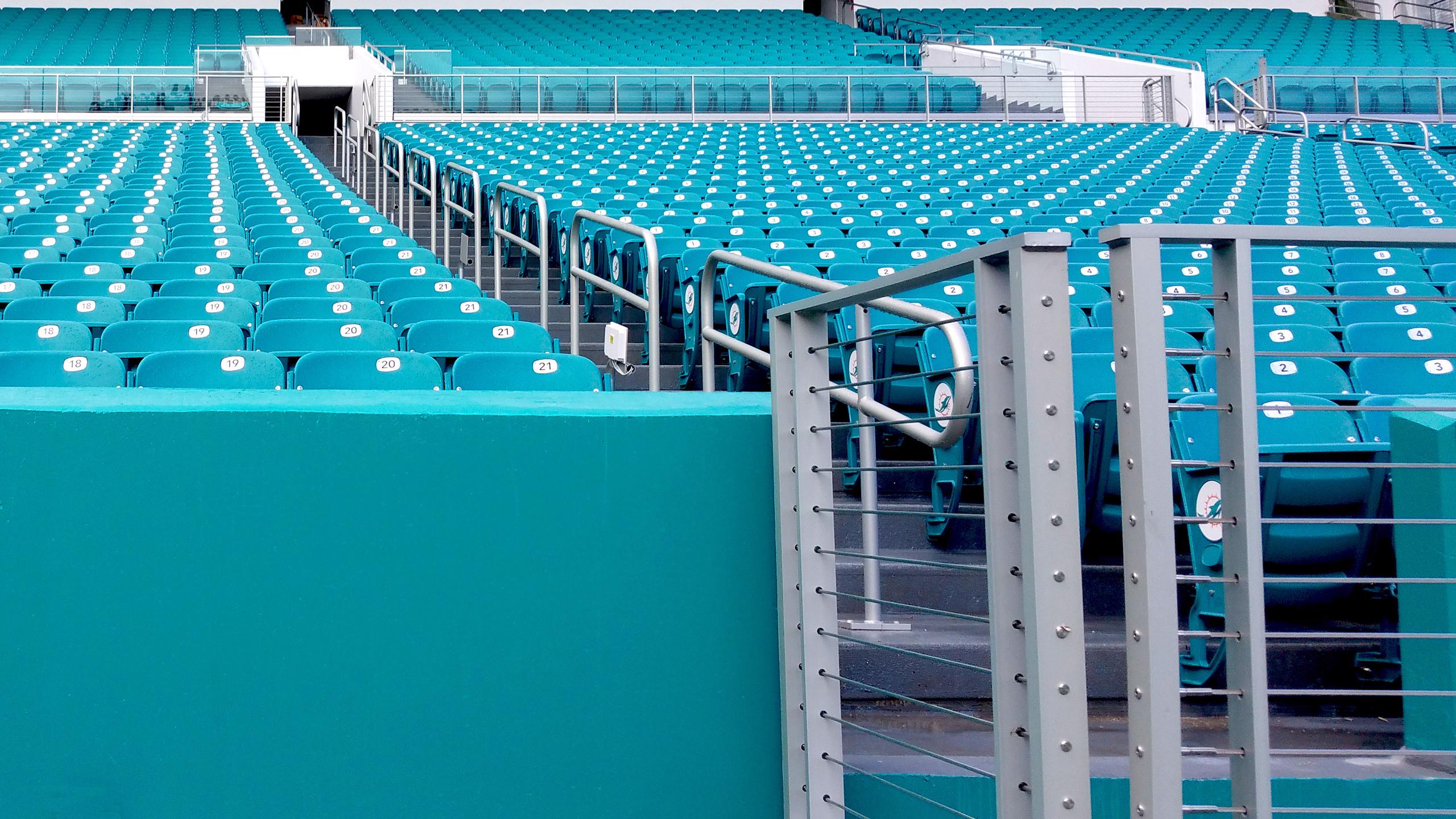 Hard Rock Stadium Renovation Railings Glass, Metal, Aluminum Guardrails