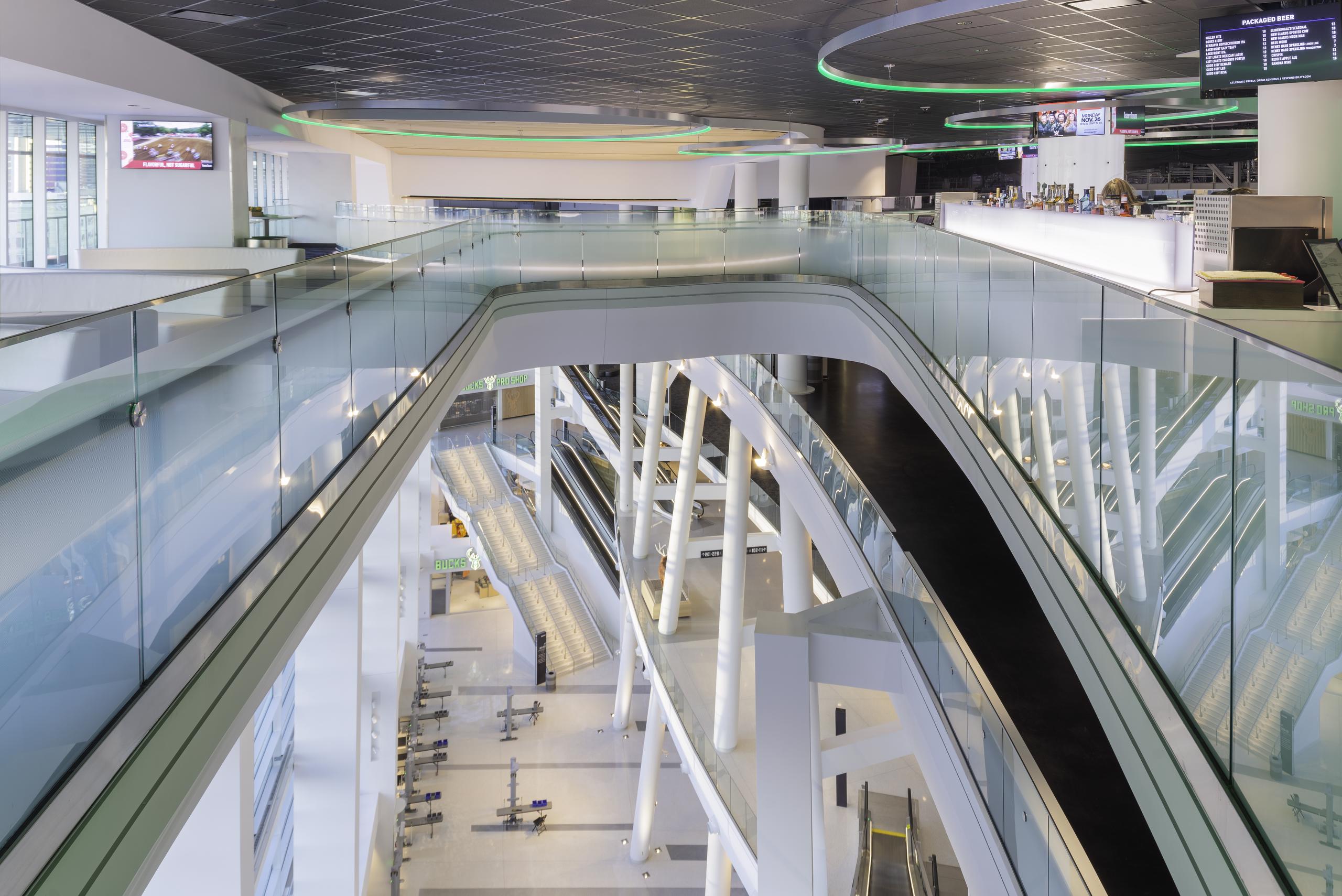 Fiserv Forum Milwaukee Bucks Railings Glass, Cable, Picket, LED