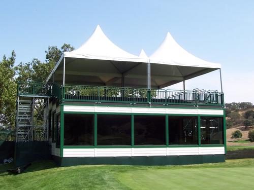 VIP Golf Tent Bleacher Seating Viewing Area