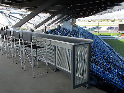 Avaya Stadium Perforated Metal Railings Glass Railings Drink Guardrail