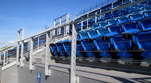 Avaya Stadium Perforated Metal Railings Glass Railings Drink Guardrail