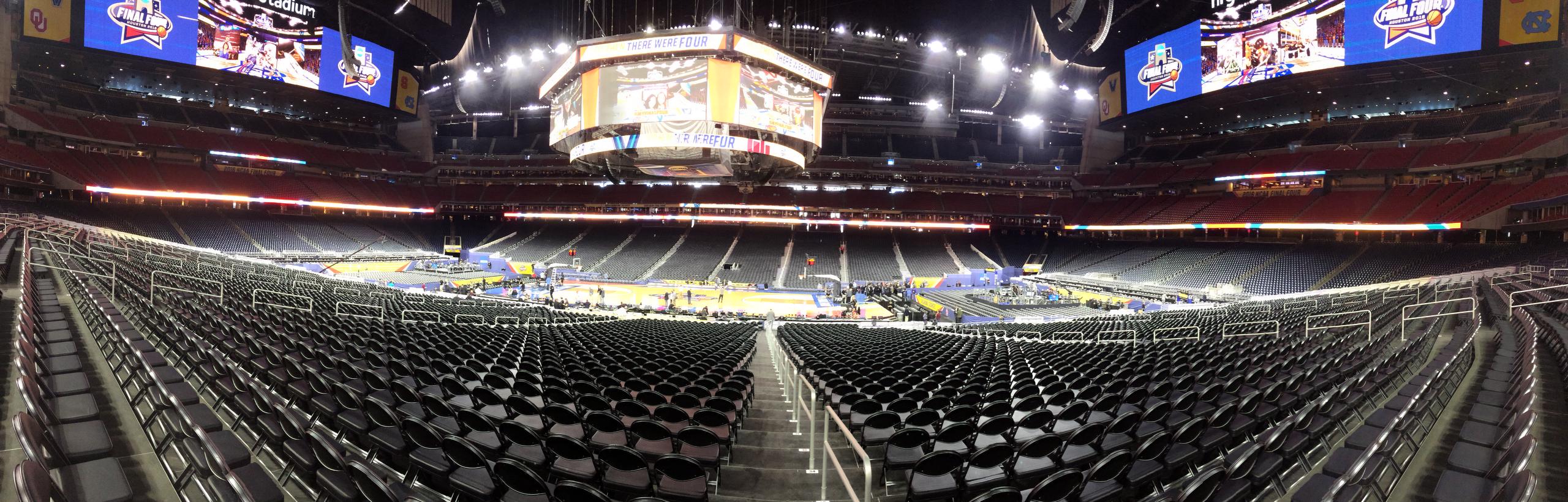 NCAA stadium with platforms and railings set up from Sightline