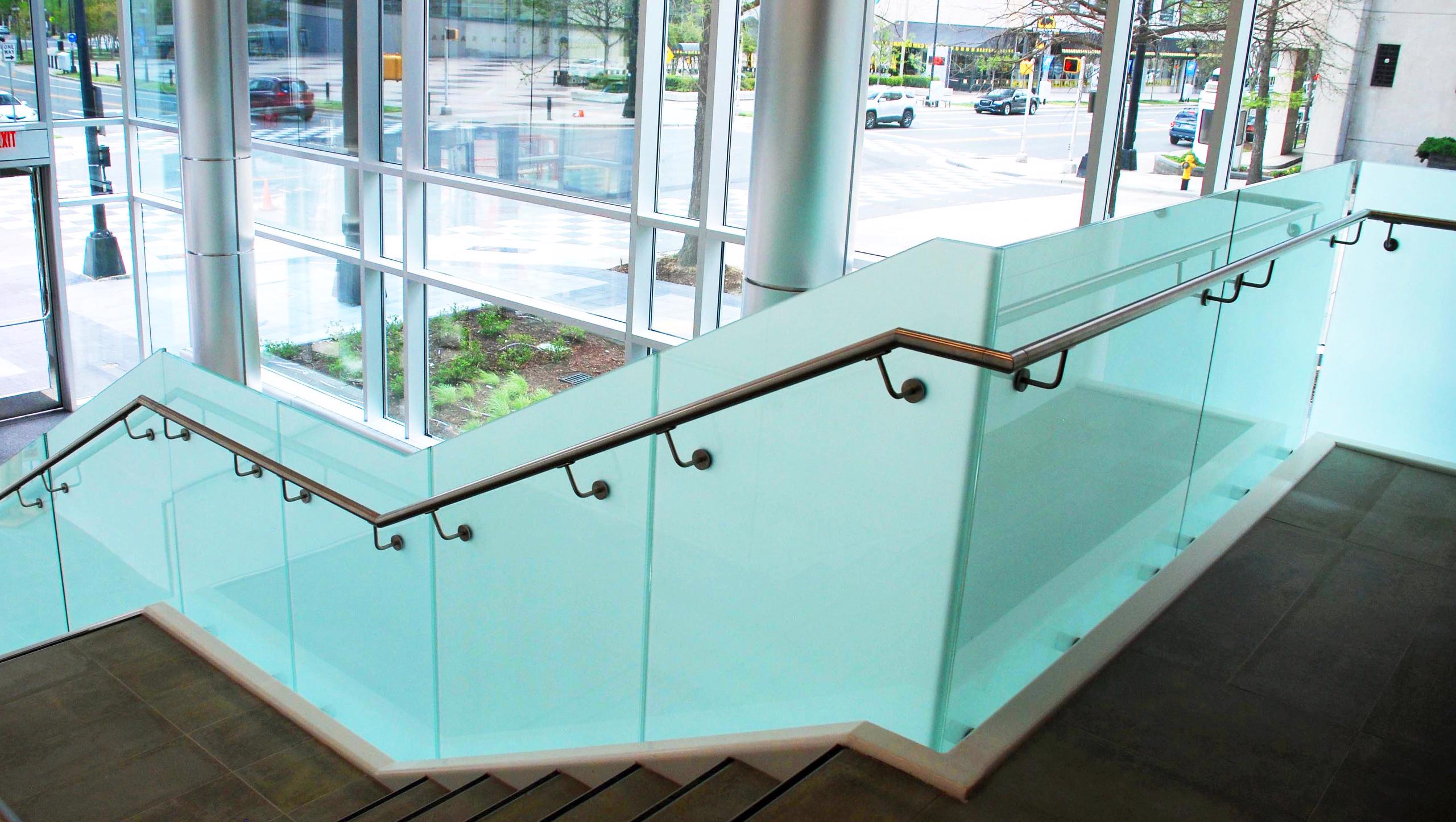 300 South Brevard Frosted Point Supported Glass Railings