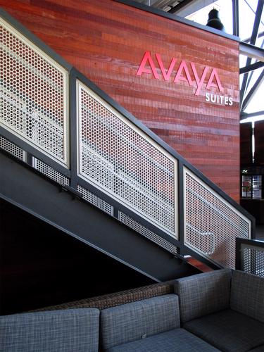 Avaya Stadium Perforated Metal Railings Glass Railings Drink Guardrail