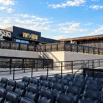 Sightline Commercial_Morton Amphitheater_Perforated overlook railing with stone drinktop