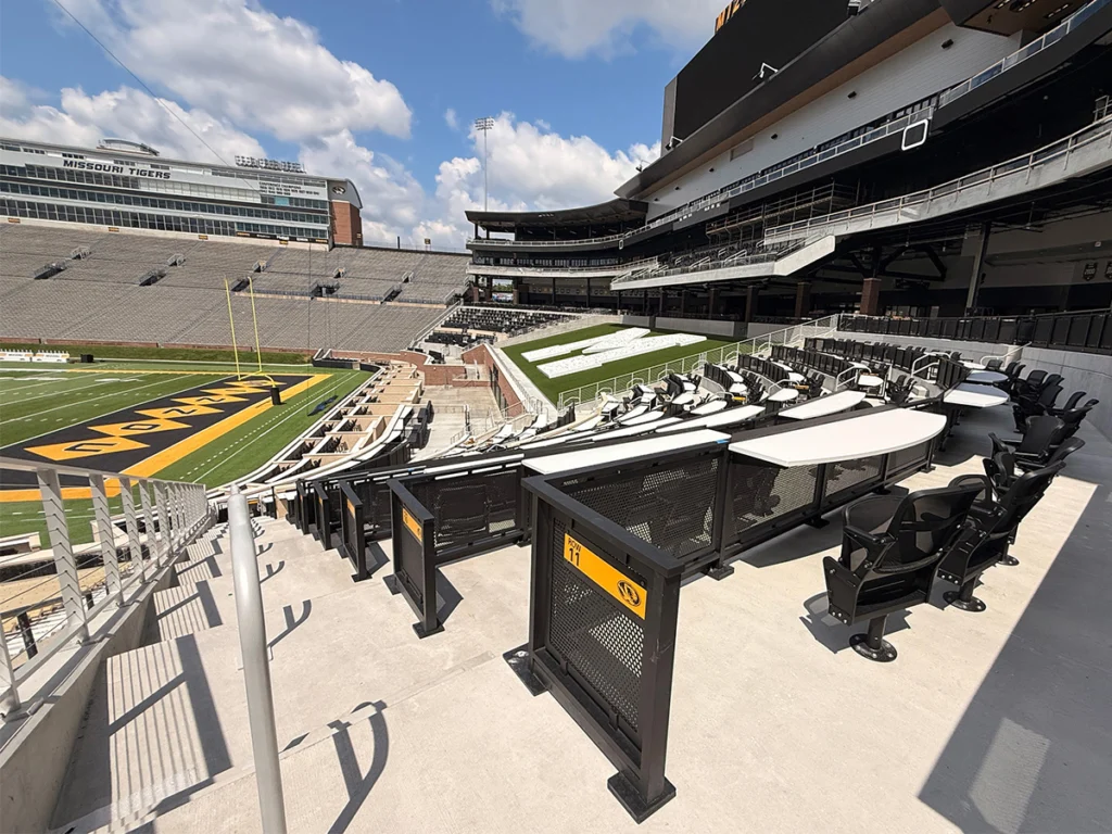 Sightline_Mizzou_Black Powder Coat Perforated Panel Loge Boxes